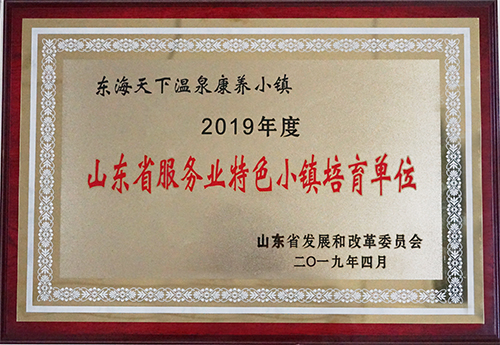 Donghai Warm Spring Health Wellness Town was awarded the title as the Cultivation Unit of Characteristic Town of Service Industry in Shandong in 2019 